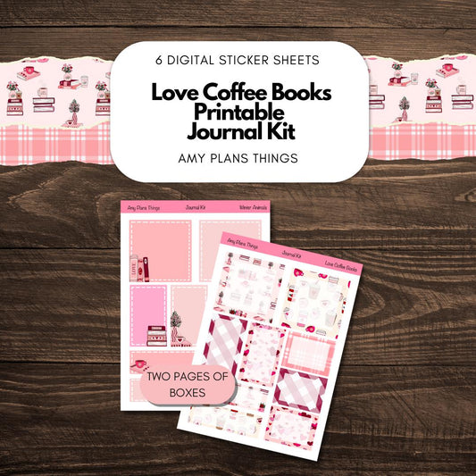 Love Coffee Books Printable Journaling Stickers