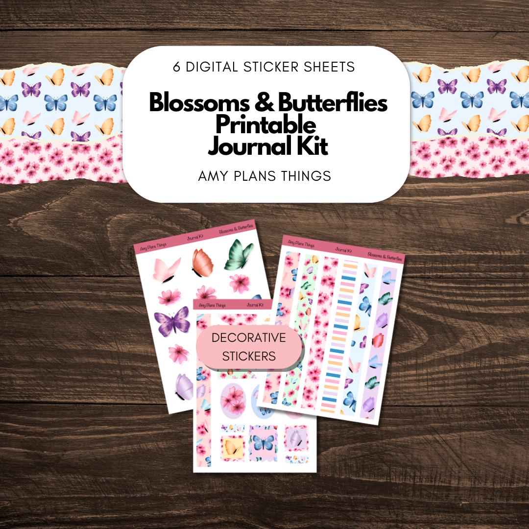 Blossoms & Butterflies Printable Journaling Stickers