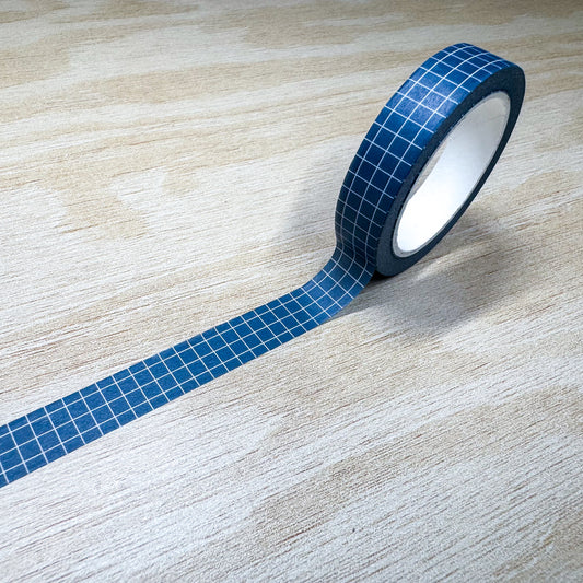 Dark Blue Grid Washi Tape - 10mm