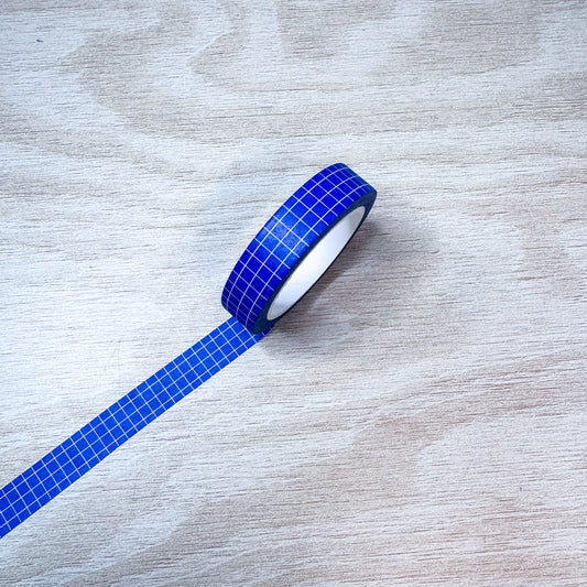 Bright Blue Grid Washi Tape - 10mm