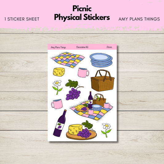 Picnic Sticker Sheet - PHYSICAL stickers