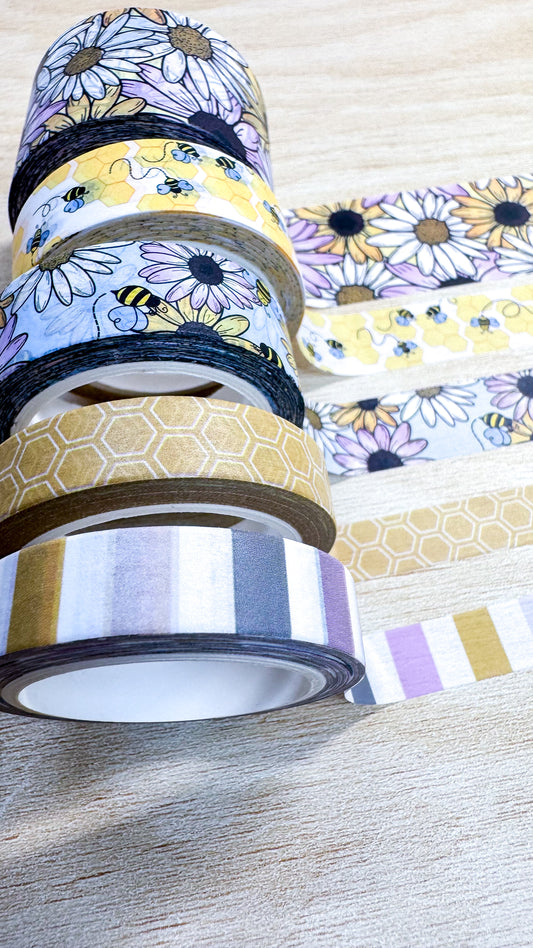 Daisies & Bumblebees Set of 5 Washi Tapes