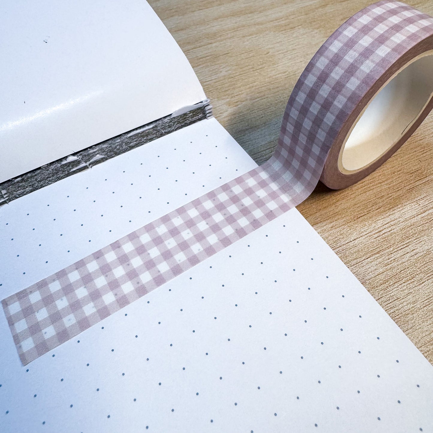 Orange-brown Gingham Washi Tape - 15mm