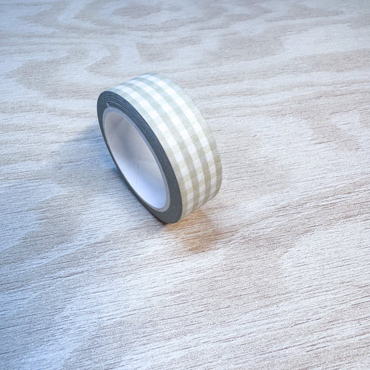 Yellow (Dark Beige) Gingham Washi Tape - 15mm