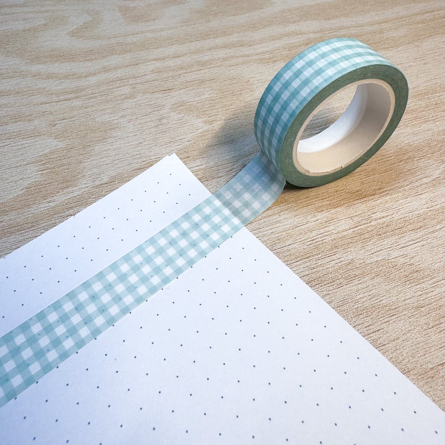 Green Gingham Washi Tape - 15mm