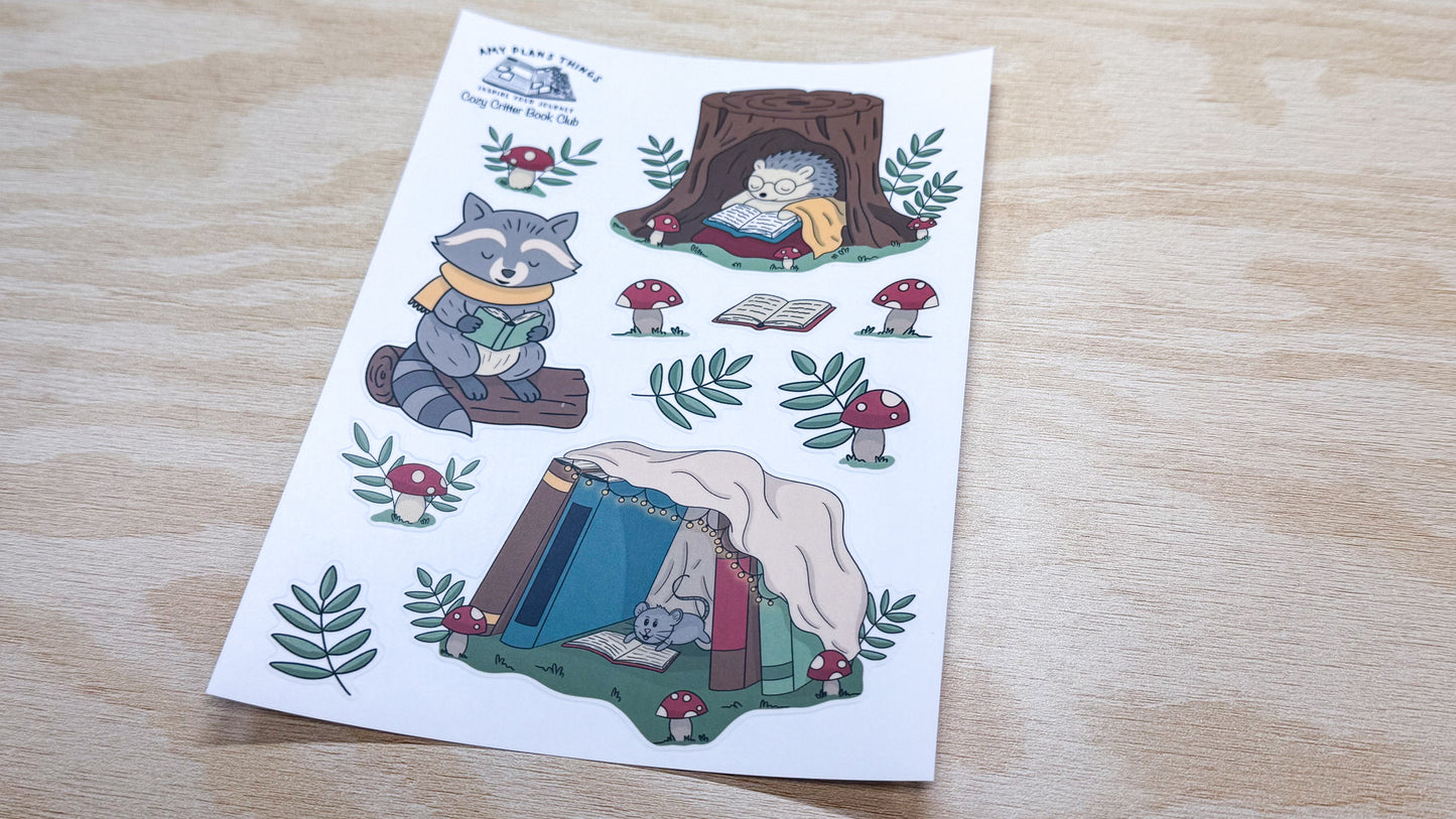 Cozy Critter Book Club - PHYSICAL stickers