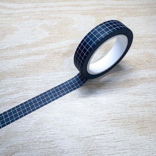 Dark Blue Grid Washi Tape - 10mm