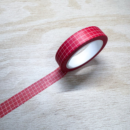 Red Grid Washi Tape - 10mm
