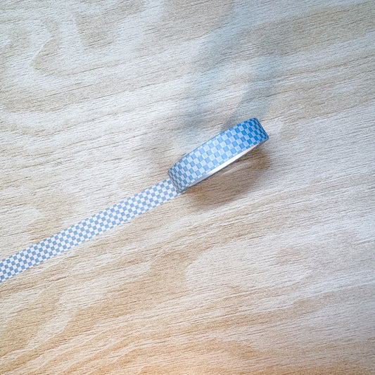 Light Blue Checkerboard Washi Tape - 10mm