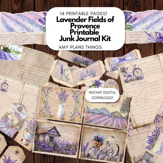 Lavender Fields of Provence Junk Journal Kit - Digital Download/Printable