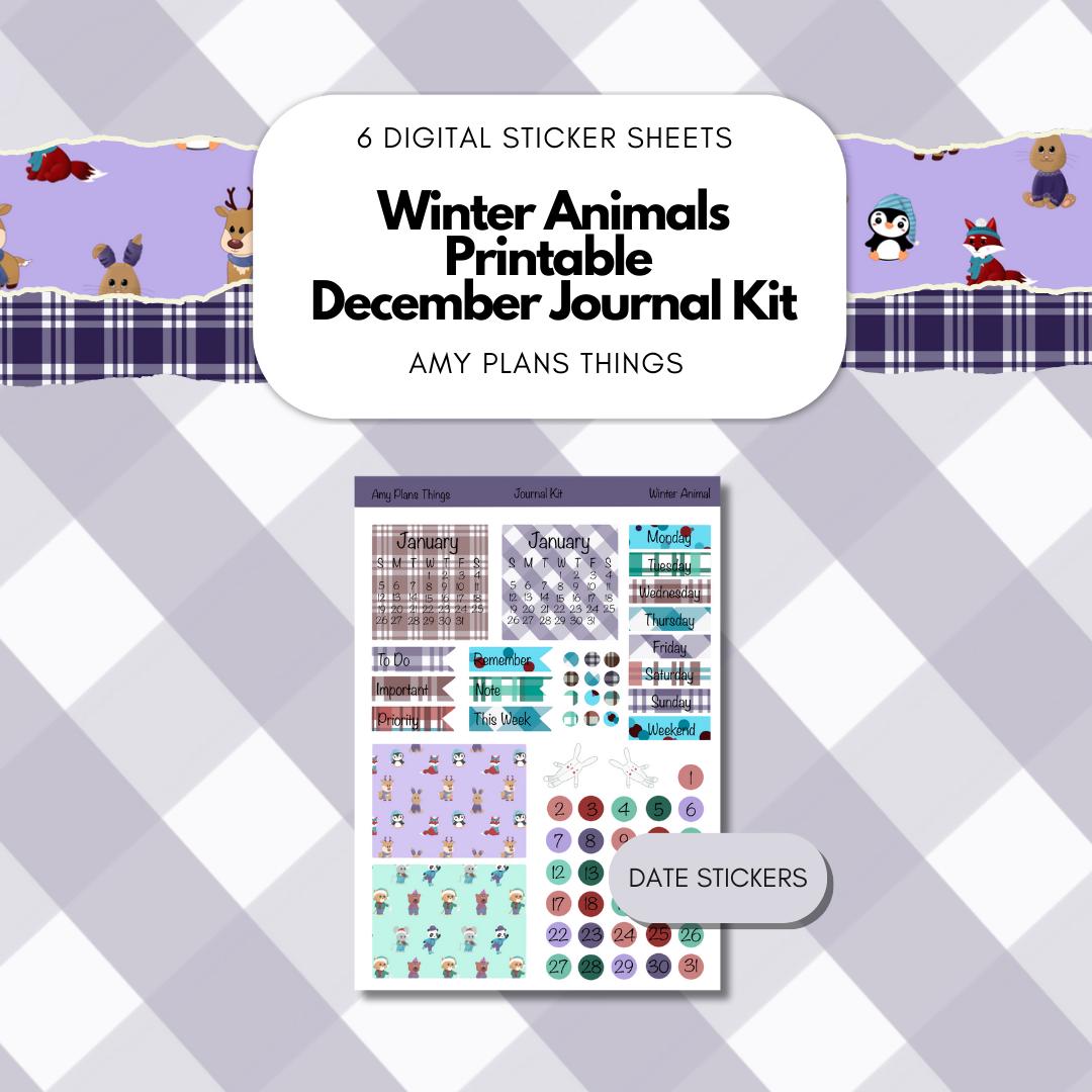 Winter Animals Printable Journal Stickers