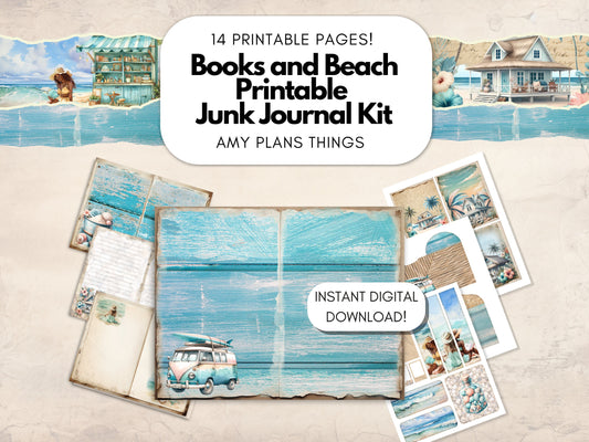 Books and Beach Junk Journal Kit