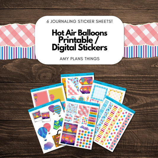 Hot Air Balloons Printable Journal Stickers