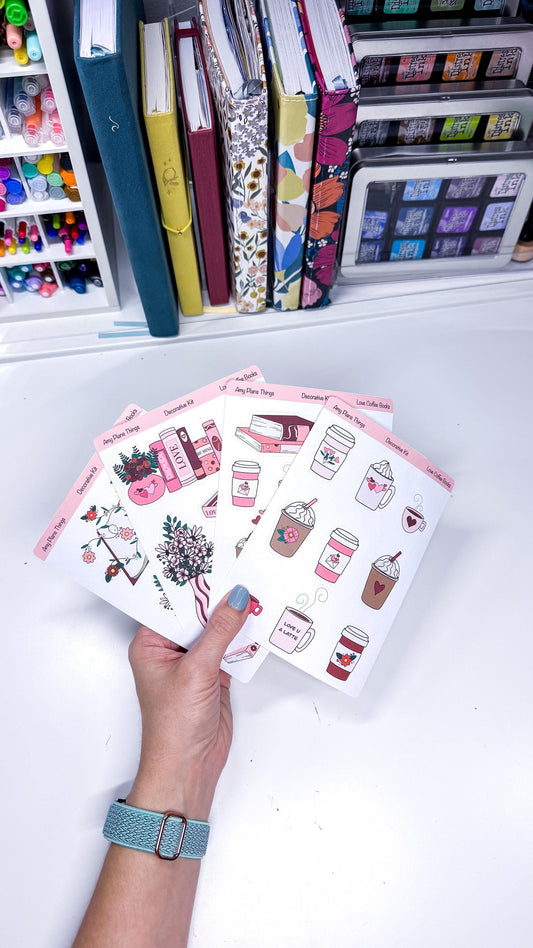 Love Coffee Books Printable Decorative Stickers