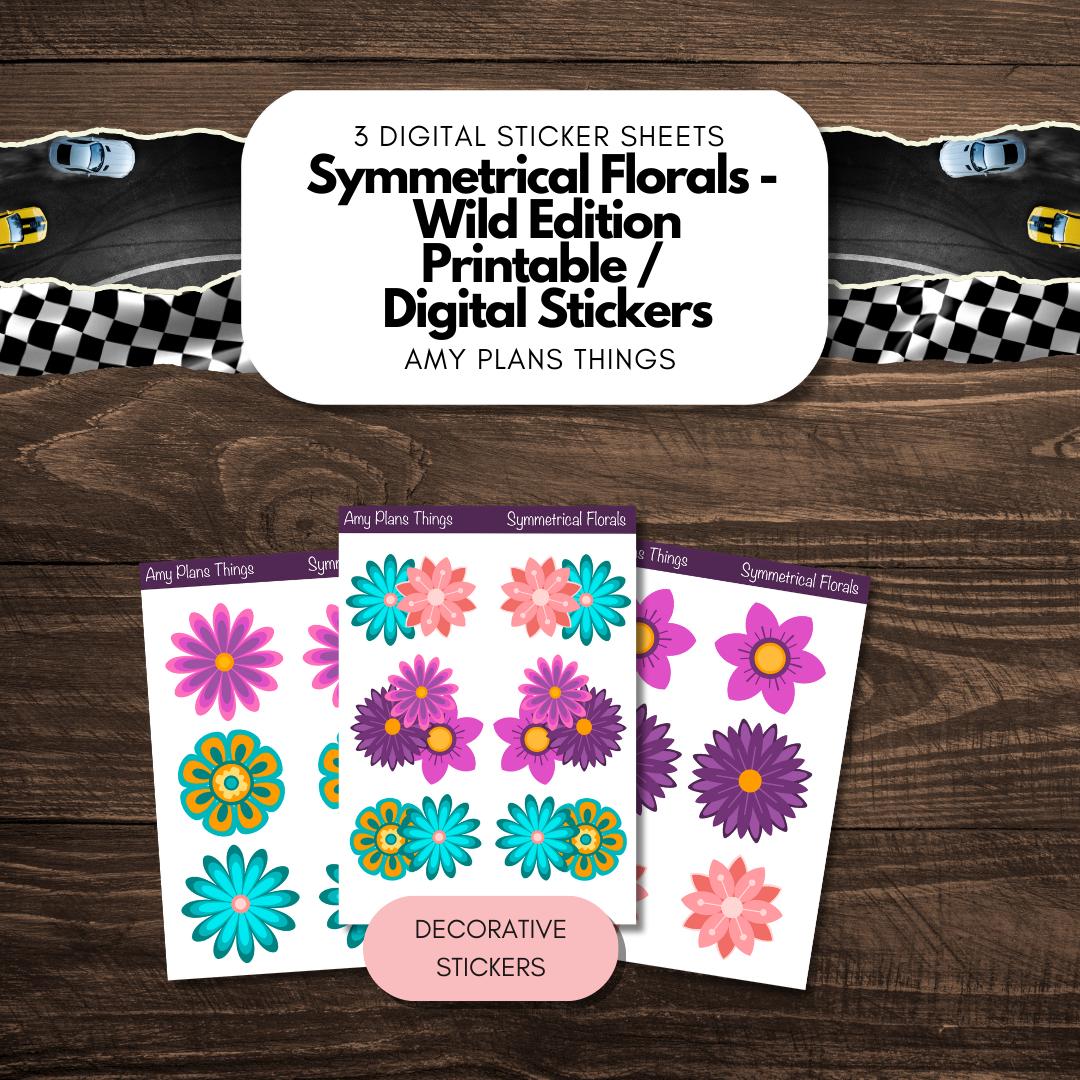 Symmetrical Florals Printable Stickers: GO Wild Edition