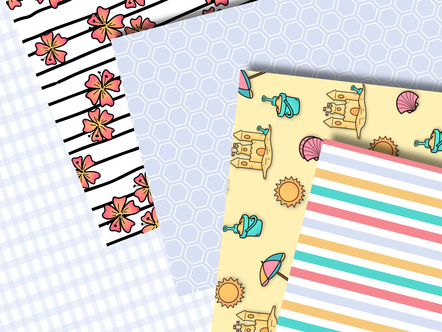 Beach Vibes Printable Scrapbook Paper 8.5x11