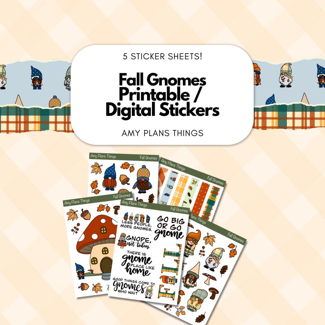 Fall Gnome Printable Stickers