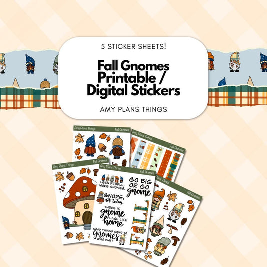 Fall Gnome Printable Stickers