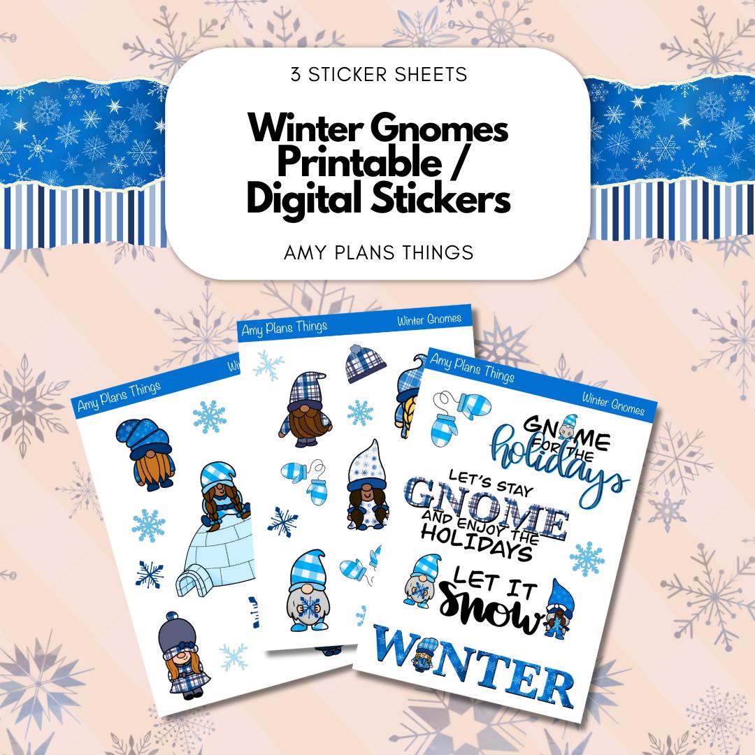 Winter Gnome Printable Stickers