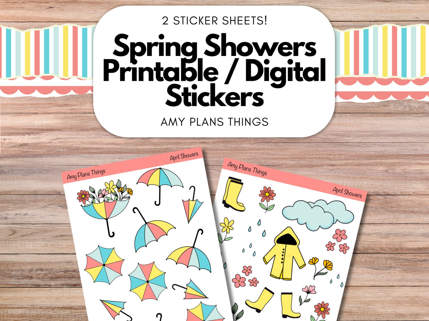 Spring Showers Printable Stickers