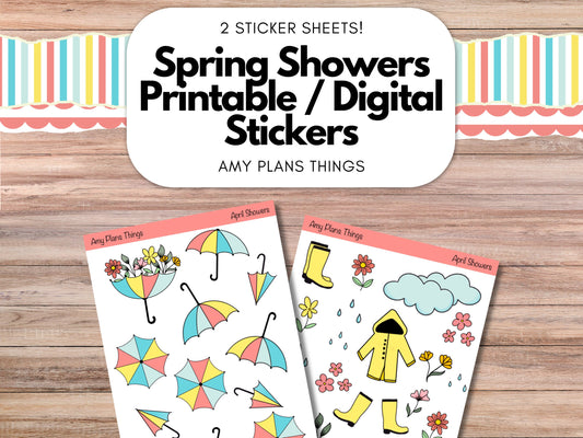 Spring Showers Printable Stickers