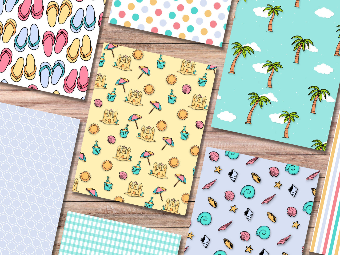 Beach Vibes Printable Scrapbook Paper 8.5x11