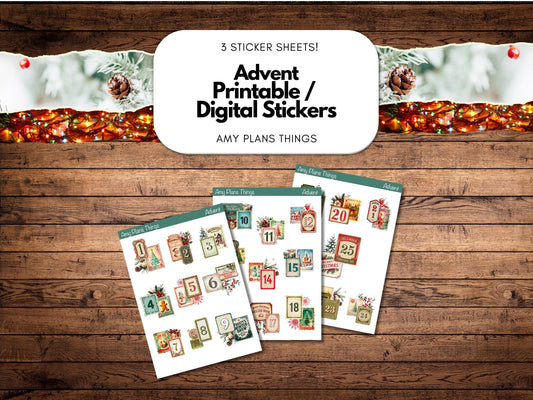 Christmas Advent Printable Stickers