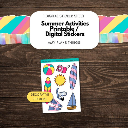 Summer Activities Printable Stickers