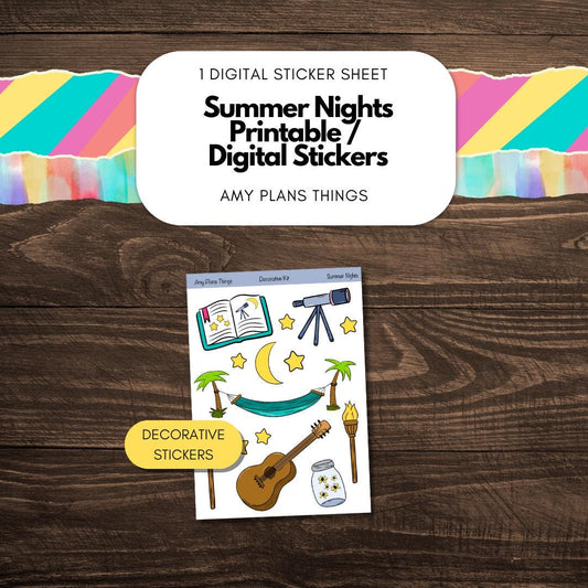 Summer Nights Printable Stickers