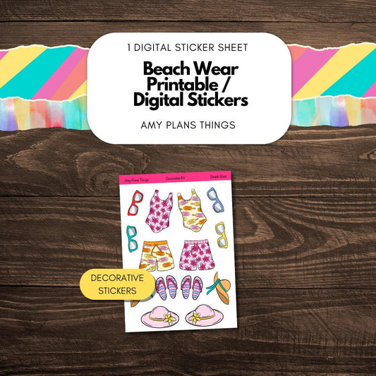 Beach Wear Printable Stickers